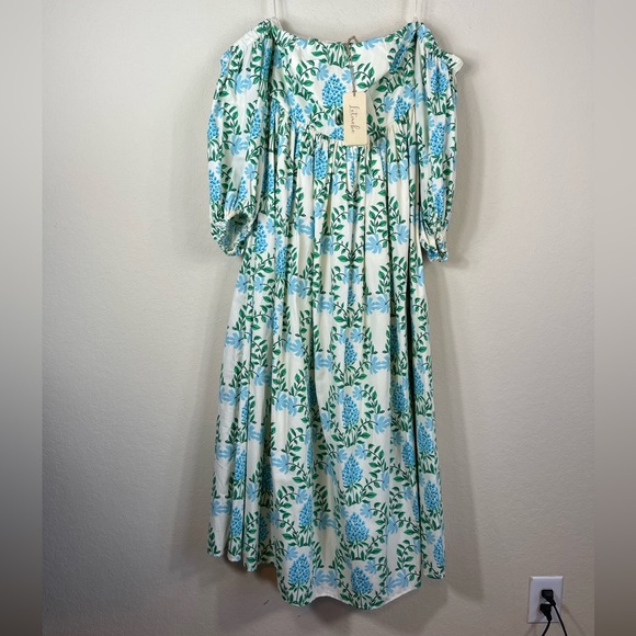 Anthropologie Let Me Be Long Sleeve Printed Midi Dress Blue Floral Size S Petite - Picture 8 of 15